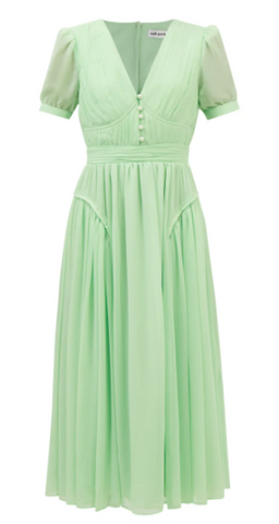Self Portrait - Spearmint Chiffon Midi Dress - Designer Dress hire