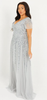 QUIZ CURVE - Curve Grey Sequin Maxi Dress - Designer Dress hire