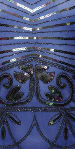 Vijiv Art Deco Great Gatsby Flapper Dress - Blue Sequin Tassel Beaded 1920s Costume, Small