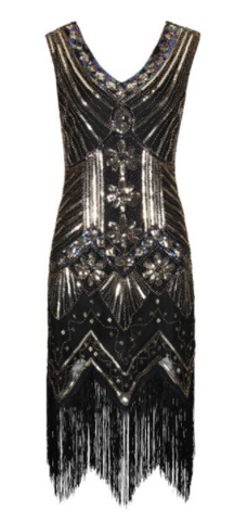 RO ROX - Gloria 1920s Flapper Dress Black - Designer Dress hire