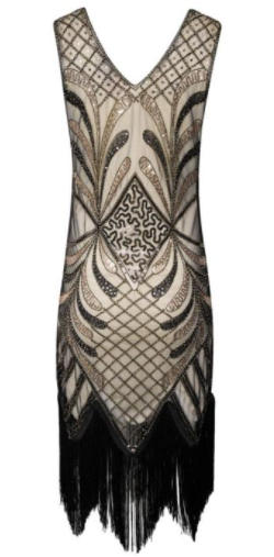 slim fit dress slacks 1920s Black & Gold Sequin Eva Gatsby Dress main image 0
