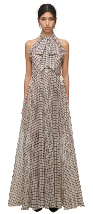 self portrait monochrome check midi dress Floral Printed Midi Dress