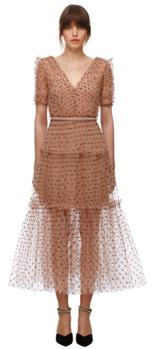 brown dress walmart Dot Mesh Midi Dress
