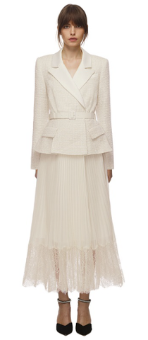 Self Portrait - Cream Tailored Midi Dress - Designer Dress hire