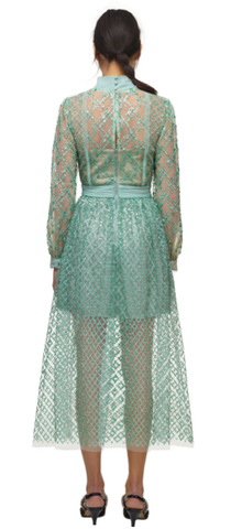 Self Portrait - Grid Sequin Midi Dress - Designer Dress hire