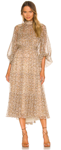 SHONA JOY - Ambar Tiered Midi Dress - Designer Dress hire