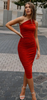 SILK FRED - Rose Ruched Dress Red - Designer Dress hire