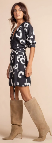 DANCING LEOPARD - Valley Mini Dress Mono - Designer Dress hire