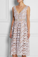 Self Portrait - Lilac Guipure Lace Dress - Rent Designer Dresses at Girl Meets Dress