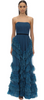 MARCHESA NOTTE - Blue Ruffled Tulle Gown - Designer Dress hire