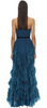 MARCHESA NOTTE - Blue Ruffled Tulle Gown - Designer Dress hire