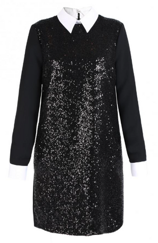 VICTORIA BECKHAM - White Collar Sequin Shirtdress - Designer Dress hire