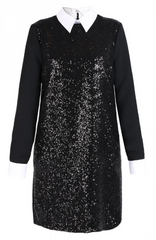 VICTORIA BECKHAM - White Collar Sequin Shirtdress - Designer Dress Hire
