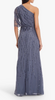 ADRIANNA PAPELL - Art Deco Shoulder Gown Blue - Designer Dress hire