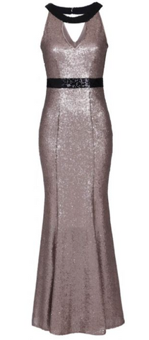 HOTSQUASH - Gold Sequin Keyhole Gown - Designer Dress hire