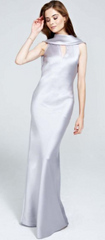 HOTSQUASH - Silky Silver Cowl Gown - Designer Dress Hire