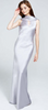 HOTSQUASH - Silky Silver Cowl Gown - Designer Dress hire