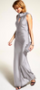 HOTSQUASH - Silky Silver Cowl Gown - Designer Dress hire