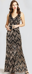 HOTSQUASH - Zig Zag Sequin Gown - Designer Dress Hire