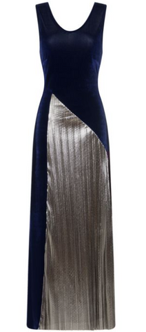 HOTSQUASH - Velvet Navy Pleat Dress - Designer Dress hire