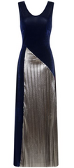 HOTSQUASH - Velvet Navy Pleat Dress - Designer Dress Hire