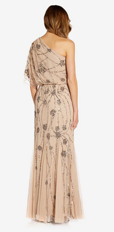 ADRIANNA PAPELL - One Shoulder Beaded Gown - Designer Dress hire