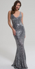 HOTSQUASH - V Sequin Silver Gown - Designer Dress hire