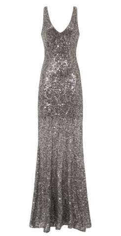 HOTSQUASH - V Sequin Silver Gown - Designer Dress hire