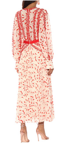 Self Portrait - Red Scattered Midi Dress - Designer Dress hire