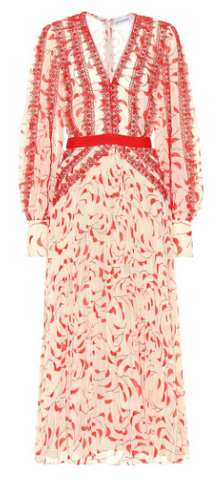 Self Portrait - Red Scattered Midi Dress - Designer Dress hire