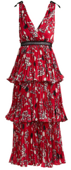 Self Portrait - Pleated Floral Midi Dress - Rent Designer Dresses at Girl Meets Dress