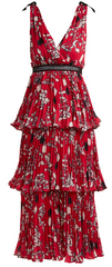 Self Portrait - Pleated Floral Midi Dress - Designer Dress Hire