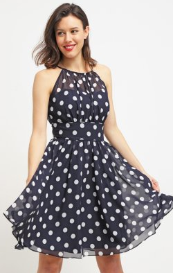 SWING - Spotted Navy Dress - Designer Dress hire