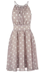SWING - Spotted Taupe Dress - Designer Dress Hire