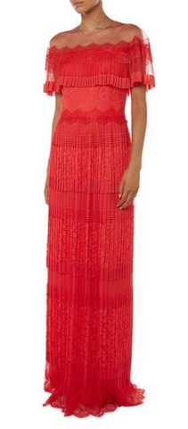 TADASHI SHOJI - Bardot Lace Maxi Dress - Designer Dress hire