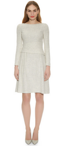 THE FOLD - Camelot Dress White Tweed - Designer Dress hire