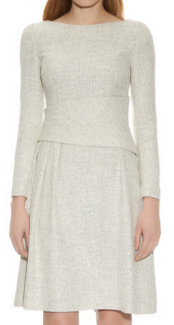 THE FOLD - Camelot Dress White Tweed - Designer Dress hire