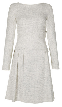 THE FOLD - Camelot Dress White Tweed - Designer Dress hire