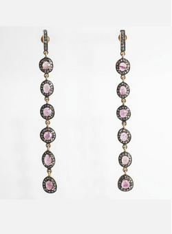 KNIGHTSBRIDGE ROCKS - Tourmaline and Diamond Ear Pendants - Designer Dress hire