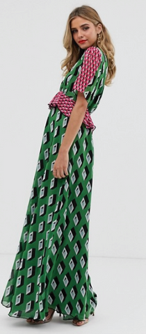 TWISTED WUNDER - Green Geo Print Maxi - Designer Dress hire