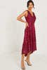 QUIZ - Berry Embroidered Dip Hem Dress - Designer Dress hire