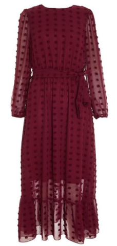 QUIZ - Wine Sleeved Midaxi Dress - Designer Dress hire