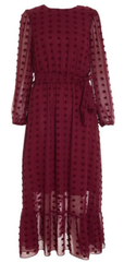 QUIZ - Wine Sleeved Midaxi Dress - Designer Dress Hire