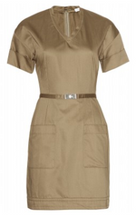 VICTORIA BECKHAM - Khaki Belted Dress - Designer Dress Hire