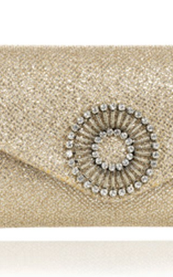 WILBUR AND GUSSIE - Alice Gold Glitter Clutch - Designer Dress hire