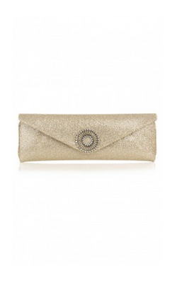 WILBUR AND GUSSIE - Alice Gold Glitter Clutch - Designer Dress hire