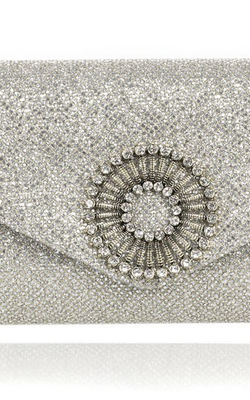 WILBUR AND GUSSIE - Alice Silver Glitter Clutch - Designer Dress hire