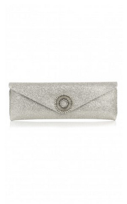 WILBUR AND GUSSIE - Alice Silver Glitter Clutch - Designer Dress hire