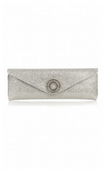 WILBUR AND GUSSIE - Alice Silver Glitter Clutch - Designer Dress Hire