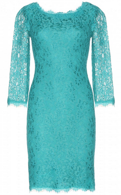 DIANE VON FURSTENBERG - Zarita Lace Dress Teal - Designer Dress hire